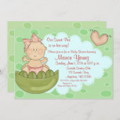 Süße Erbsen-Mädchen-Babyparty-Einladung Einladung (Vorne/Hinten)