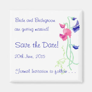 Süße Erbsen-Rosa und Blau "Save the Date" Magnet