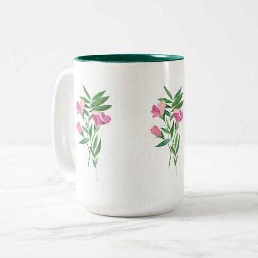 Süße Erbsen-Tasse Zweifarbige Tasse (Vorderseite Links)