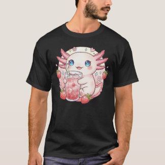 Süße Erdbeer Axolotl Kawaii Kunst T-Shirt
