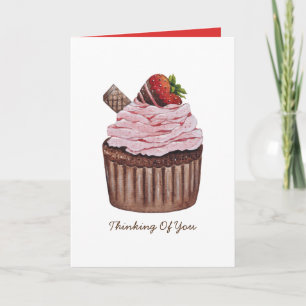 Süße Erdbeer-Cupcake-Watercolor-Karte Karte