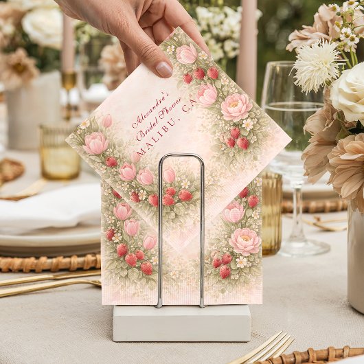 Süße Erdbeer-Romanze Brautdusche Serviette