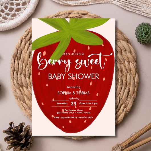 Süße Erdbeerbaby-Party Einladung