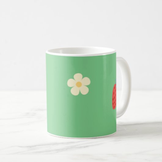 Süße Erdbeere Blumen Kaffeetasse. Kaffeetasse (VorderseiteRechts)