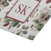 Süße Erdbeere & Florales Muster Custom Monogramm Schneidebrett (Ecke)
