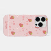 Süße Erdbeere mit Blumen. iPhone Hülle (Rückseite (Horizontal))