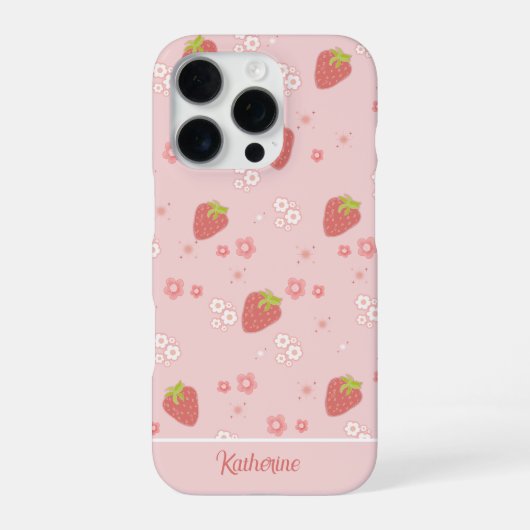 Süße Erdbeere mit Blumen. iPhone Hülle (Rückseite)