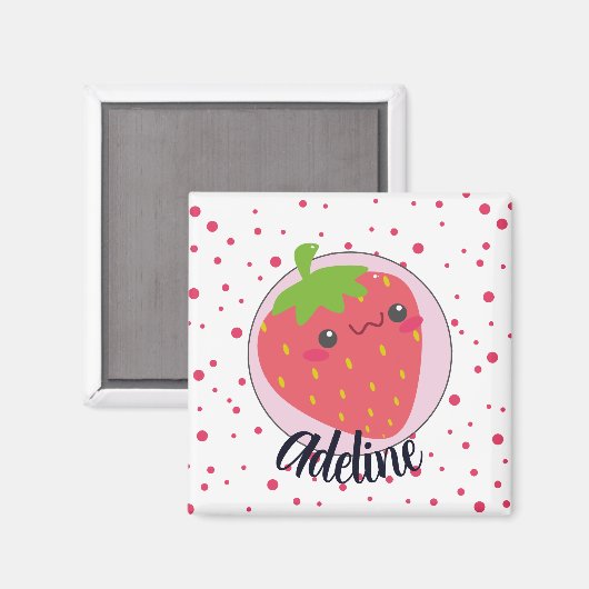 Süße Erdbeere Punkte personalisiert Magnet (Vorderseite/Rückseite)