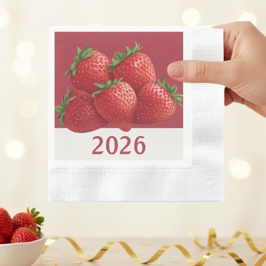 Süße Erdbeere Silvester Serviette