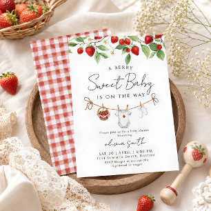 Süße Erdbeeren-Baby-Party  Einladung