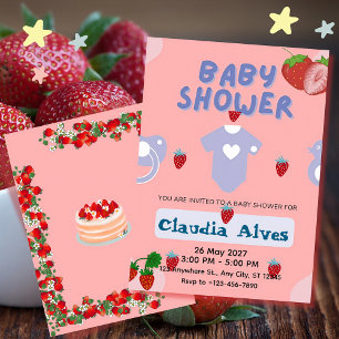 Süße Erdbeeren-Baby-Shower-Einladung Einladung