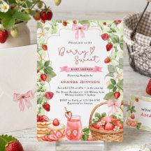 Süße Erdbeeren Baby Shower mit rosa Schleife