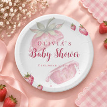 Süße Erdbeeren Baby Shower Papier-Teller