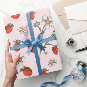 Süße Erdbeeren-Blumen-Beere-Süße Geburtstagsfeier Geschenkpapier