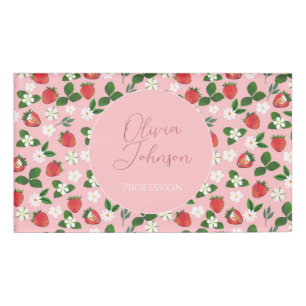Süße Erdbeeren Blumen Wasserfarbe Floral Namenschild