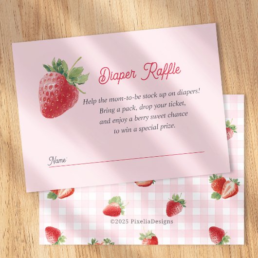 Süße Erdbeeren-Diaper-Raffleticket Begleitkarte