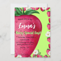 Süße Erdbeeren-Einladung zum ersten Geburtstag