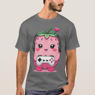 Süße Erdbeeren-Gamer-Cute-Gaming-Frucht-Design f T-Shirt
