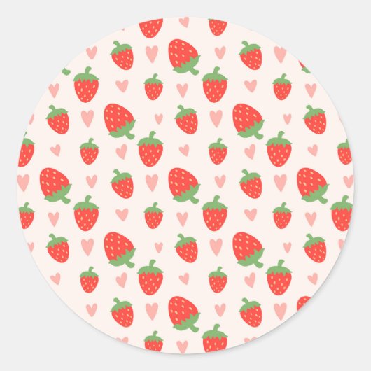 Süße Erdbeeren & Herzen Aufkleber (Vorderseite)