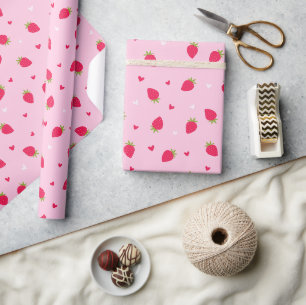 Süße Erdbeeren Herzen Liebe Beeren Valentinstag Geschenkpapier