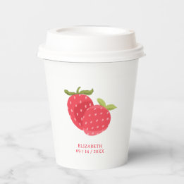 Süße Erdbeeren-Illustration zum 1. Geburtstag eine Pappbecher