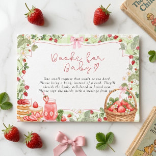 Süße Erdbeeren mit rosa Schleife Baby Shower Begleitkarte