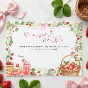 Süße Erdbeeren mit rosa Schleife Baby Shower Begleitkarte