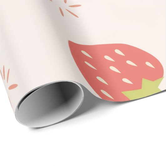 Süße Erdbeeren Muster Geschenkpapier (Rolleneckpunkt)