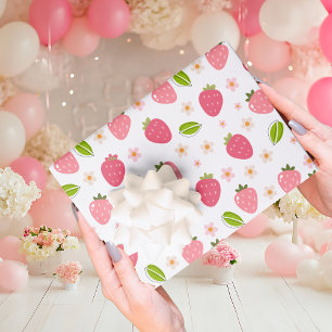 Süße Erdbeeren Rosa Mädchen Geburtstag Geschenkpapier Set