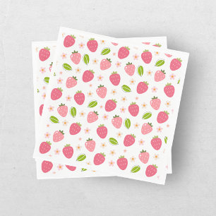 Süße Erdbeeren Rosa Mädchen Geburtstag Papier Serv Serviette