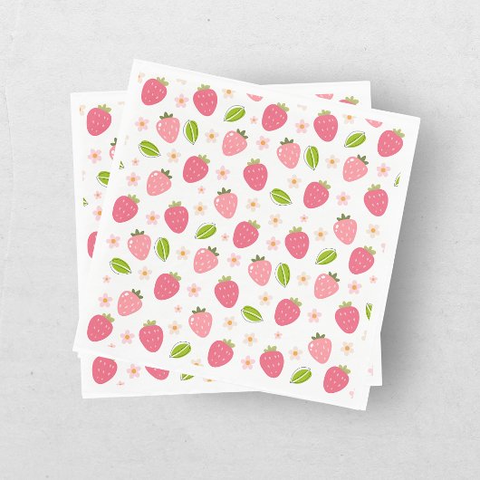 Süße Erdbeeren Rosa Mädchen Geburtstag Papier Serv Serviette