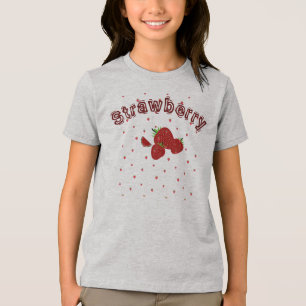 Süße Erdbeeren Sommer Kinder Mädchen  Tri-Blend Shirt