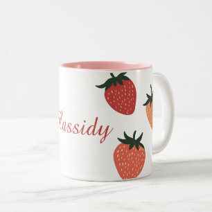 Süße Erdbeeren und benutzerdefinierter Name Zweifarbige Tasse