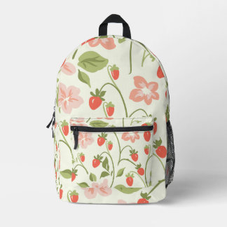 Süße Erdbeeren und Blumen Muster Kinder Bedruckter Rucksack