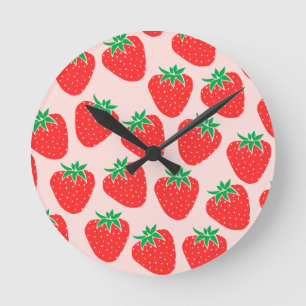 Süße Erdbeeren Wanduhr