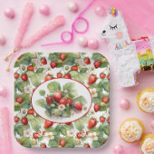 Süße Erdbeeren Wasserfarben Pappteller (Party)