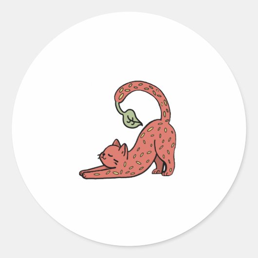 Süße Erdbeerenkatze 🐈🍓 Runder Aufkleber (Vorderseite)