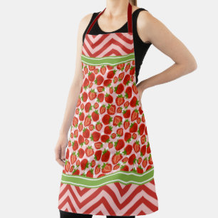 Süße Erdbeerscheiben Polka Dot & Chevron Rot Schürze