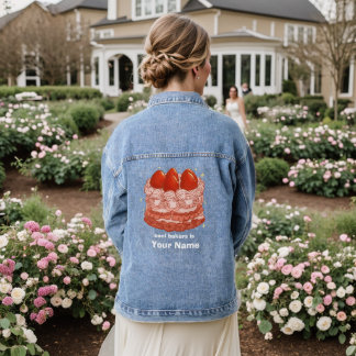 Süße Erdbeertorte Personalisierter Bäcker Custom Jeansjacke
