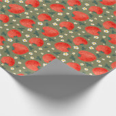 Süße Erdbeerwiesen Hübsche Früchte in Olivgrün Geschenkpapier (Ecke)