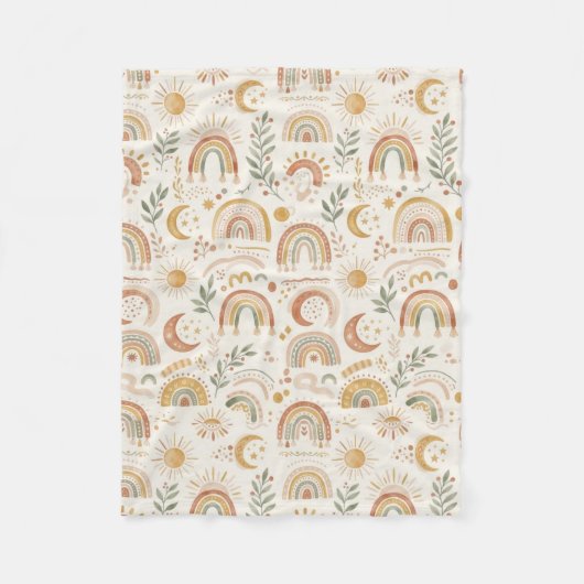 Süße Erdig Boho Regenbogen Personalisierte Baby Fl Fleecedecke (Vorderseite)