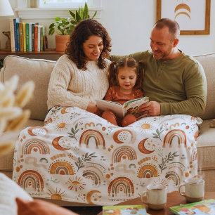 Süße Erdig Boho Regenbogen Personalisierte Baby Fl Fleecedecke