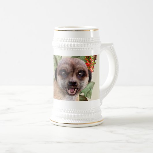 Süße Erdmännchen blühende Aloe-Wildtierkunst Bierglas (VorderseiteRechts)