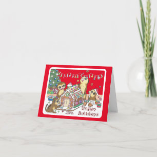 Süße Erdmännchen gefaltete Weihnachtskarte Feiertagskarte