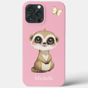Süße Erdmännchen und Schmetterling auf Rosa Case-Mate iPhone Hülle