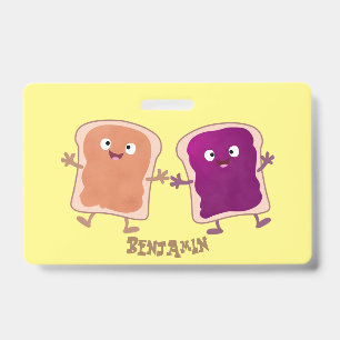 Süße Erdnussbutter-und-Marmelade-Sandwich-Cartoon Ausweis