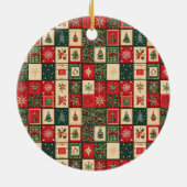 Süße erste Baby-Weihnachts-Patchwork-Strumpf Keramik Ornament (Hinten)