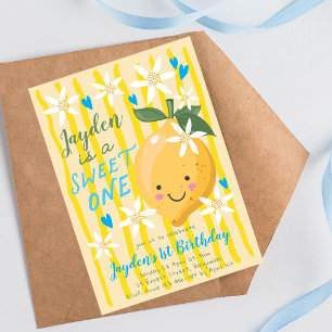 Süße erste Geburtstag, Jungen Zitrone 1. Foto Einladung