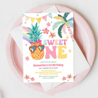 Süße erste Luau-Ananas-Sommer-Geburtstagsfeier zum Einladung