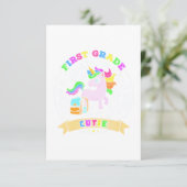 Süsse erster Klasse Einhorn zurück zur Schule Mädc Karte (Stehend Vorderseite)